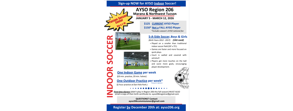 2025 Indoor Soccer - Register NOW